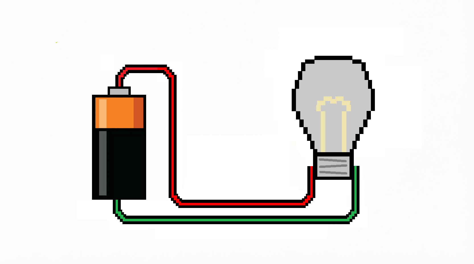 A battery, wire and light bulb