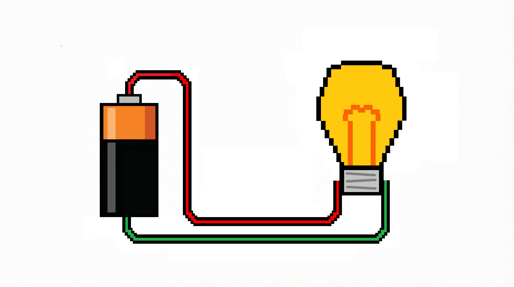 A light bulb connected to a battery